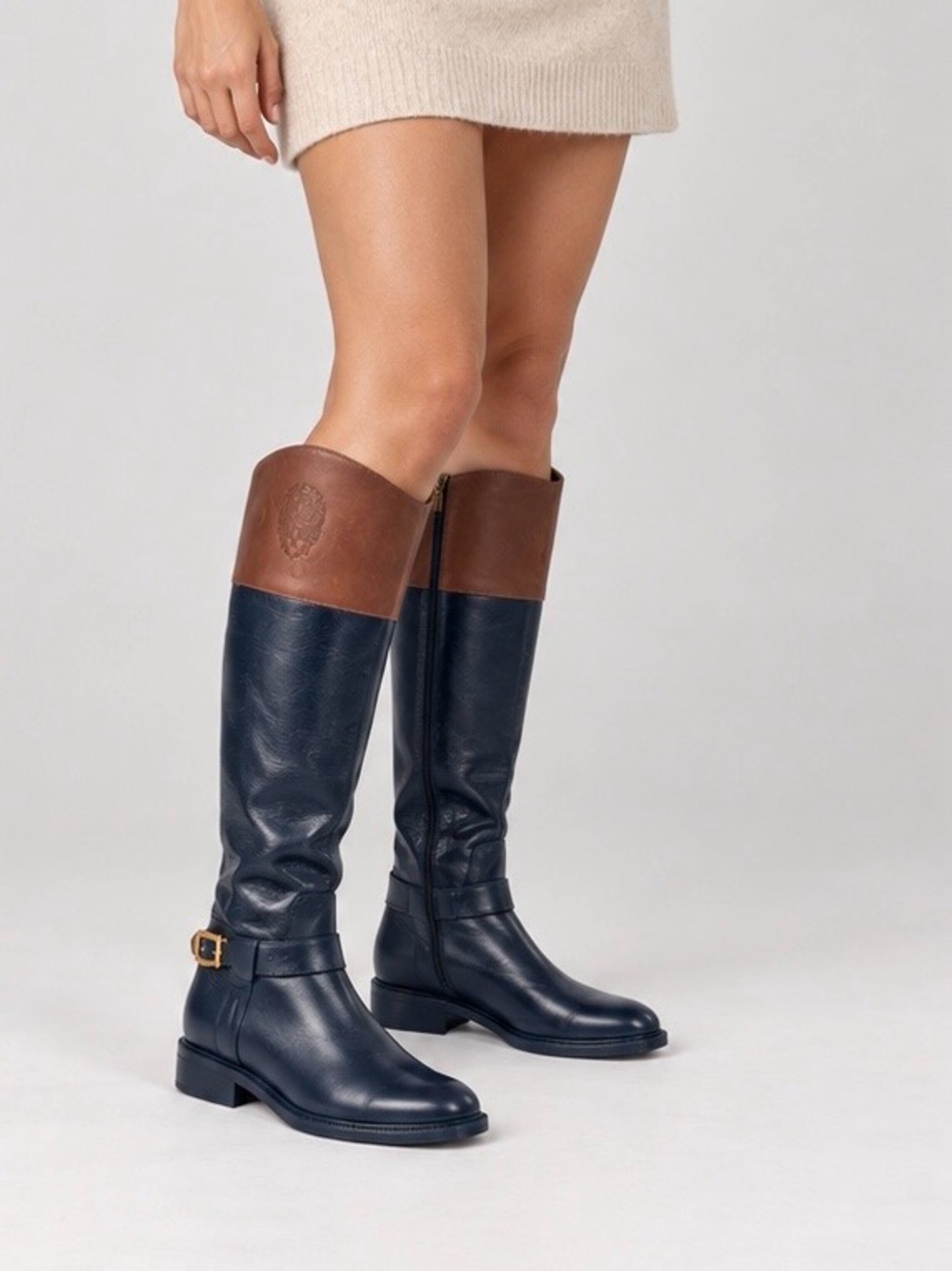 Vince Camuto Amanyr Leather Riding Boots Women 8M Black Brown Knee High